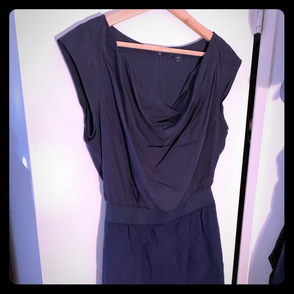 Navy cowl neck dress